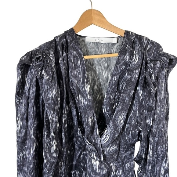 IRO Zarfi Wrap-Effect Printed Plisse Silk Blouse - Picture 5 of 11